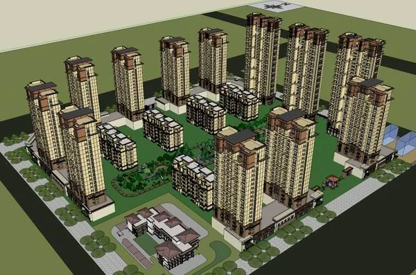 Sketchup住宅模型|高层住宅，多层住宅，古典风格