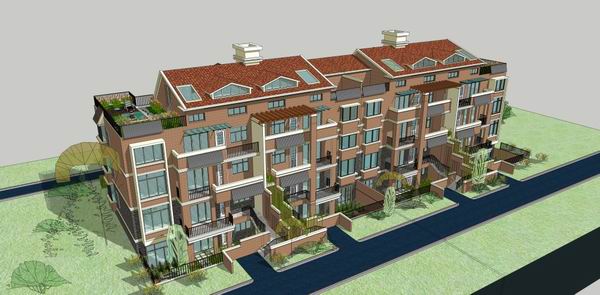 Sketchup住宅模型|多层住宅，花园洋房，古典风格