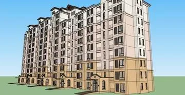 Sketchup住宅模型|高层住宅，古典风格，11层