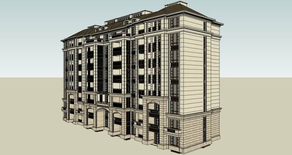 Sketchup住宅模型|多层住宅，古典风格