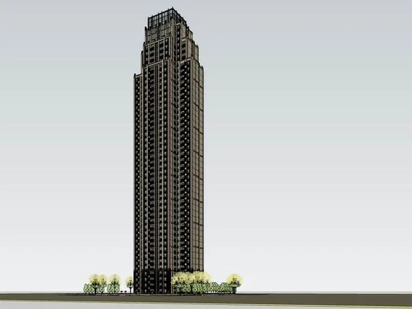 Sketchup住宅模型|超高层住宅，现代风格，45层