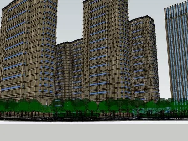 Sketchup住宅模型|高层住宅，现代风格，28层