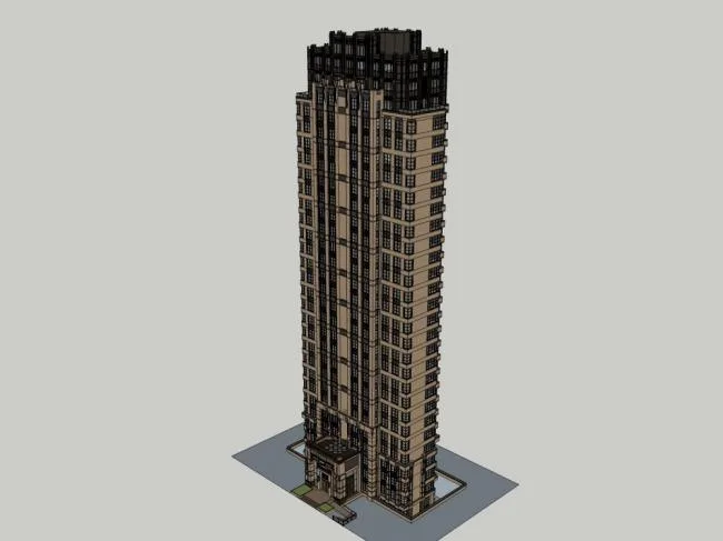 Sketchup住宅模型|高层住宅，古典风格，30层