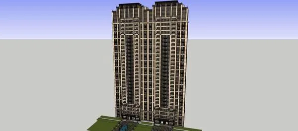 Sketchup住宅模型|高层住宅，古典风格，32层