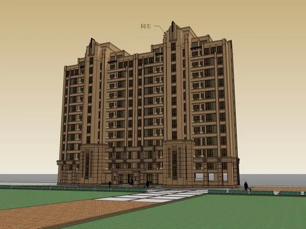 Sketchup住宅模型|高层住宅，古典风格，13层