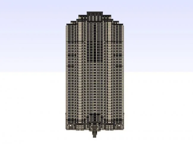 Sketchup住宅模型|超高层住宅，古典风格，40层
