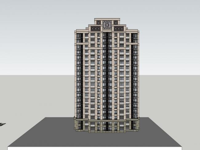Sketchup住宅模型|高层住宅，古典风格，18层