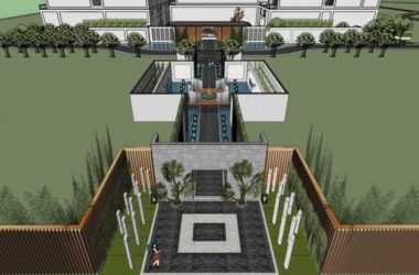 Sketchup住宅模型|小区入口，中式风格-BIM建筑网