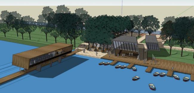 Sketchup商业模型|码头商业，现代风格，滨水景观