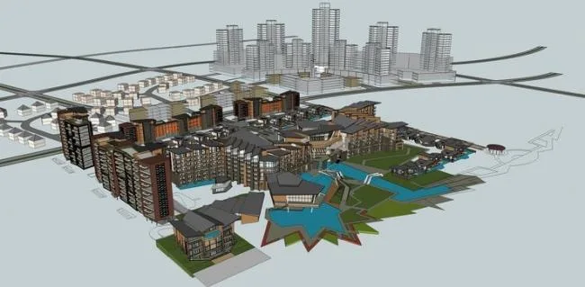 Sketchup住宅模型|小高层住宅建筑群，居住建筑，小区，现代风格