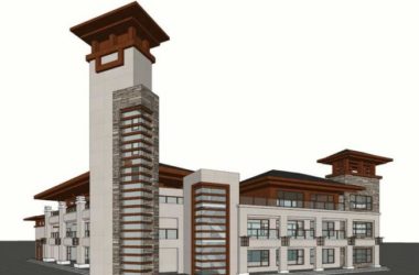 Sketchup商业模型|多层商业会所，中式风格-BIM建筑网