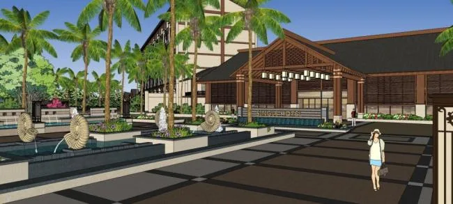 Sketchup酒店模型|多层度假酒店，东南亚风格
