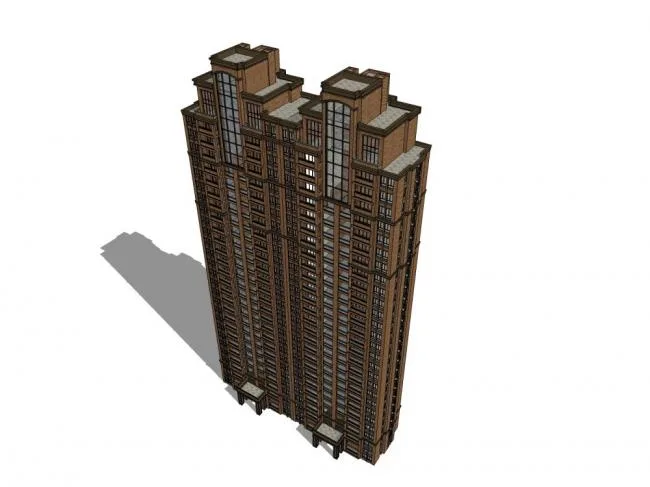 Sketchup住宅模型|高层住宅，古典风格，26层