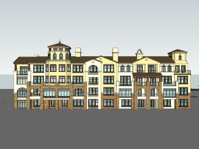 Sketchup住宅模型|多层住宅小区，古典风格