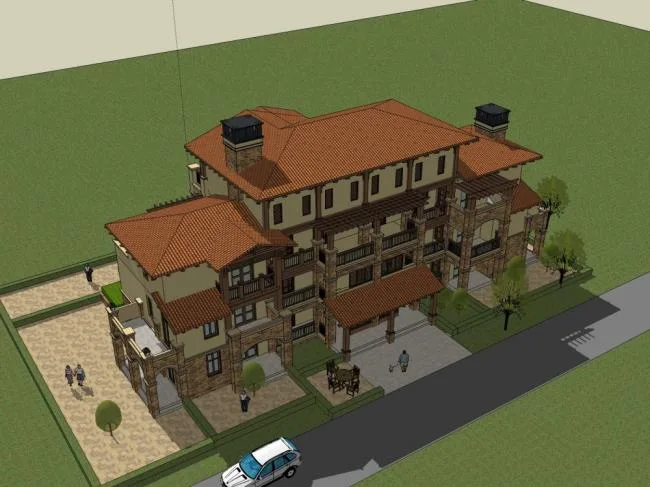 Sketchup住宅模型|多层住宅公寓，古典风格