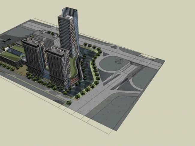 Sketchup综合体模型|超高层商业综合体，现代风格