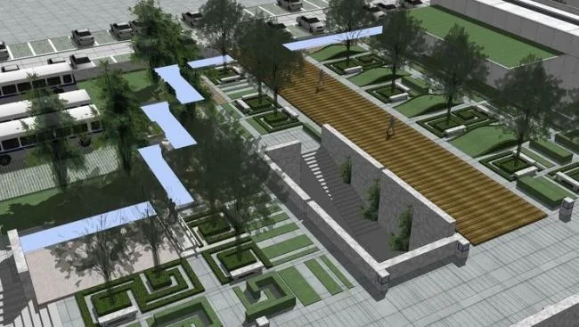 Sketchup文化模型|多层展馆，广场景观设计，文化建筑，现代风格