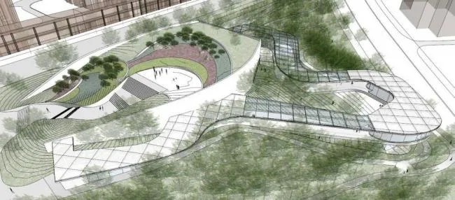 Sketchup景观模型|街边公园，现代风格，公园景观