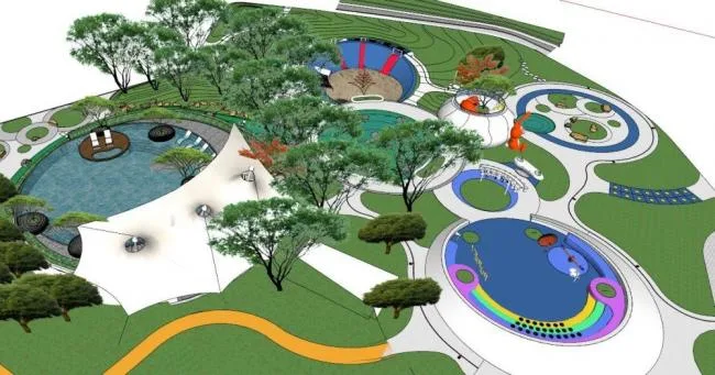 Sketchup景观模型|儿童乐园，现代风格，公园景观