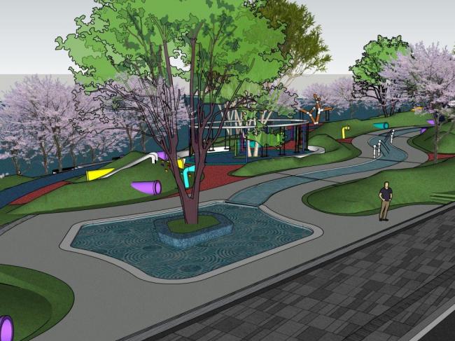 Sketchup景观模型|滨水景观，现代风格