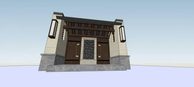 Sketchup素材模型|入口，门亭，中式风格