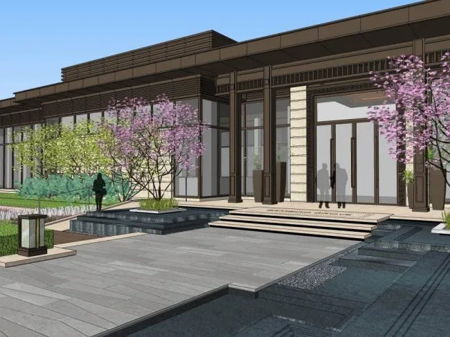 Sketchup商业模型|售楼处，中式风格，商业建筑
