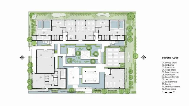 BIM建筑|千寻丛林瀑布倾注而下的光影空间：Naman 温泉会所 / MIA Design Studio