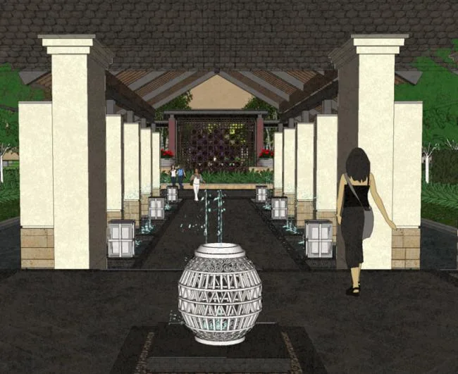 Sketchup景观模型|万科，住宅样板区，示范区景观，现代风格