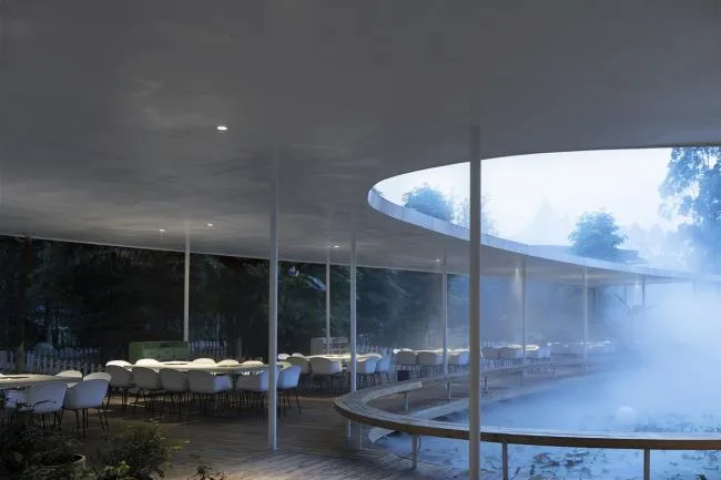 BIM建筑|云雾氤氲，丝带超脱：云镜 · 花圃暖锅餐厅 / 慕达建筑