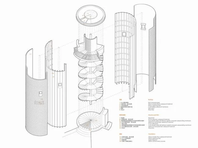 BIM建筑|天鹅湖湿地公园景不雅廊及不雅鸟塔 / 迹·建筑事务所