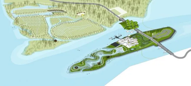 BIM建筑|湿地景不雅里的年夜地艺术雕塑：荷兰 Biesbosch 博物馆岛 / Studio Marco Vermeulen
