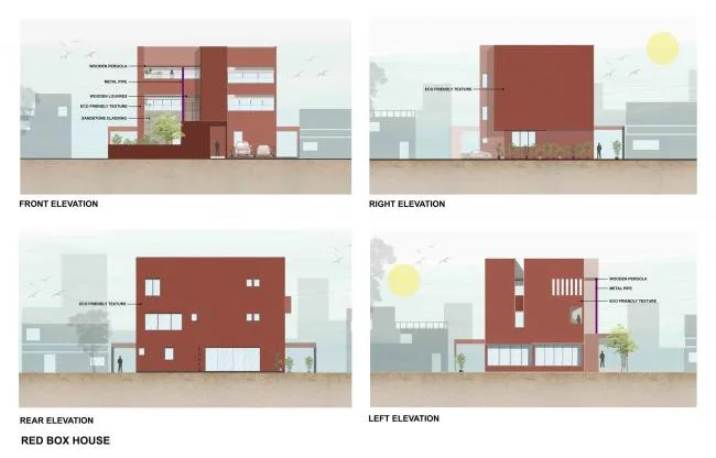 BIM建筑|如火一般热情，如耕牛般内敛：印度“红盒子”之家 / The Grid Architects