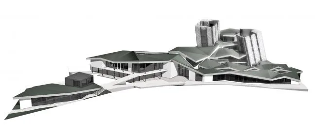BIM建筑|簇拥嵌套的三角草坡顶“小房子”——东拉脱维亚创意服务中心 / SAALS