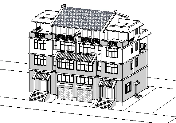BIM资料|revit模型-联排别墅模型