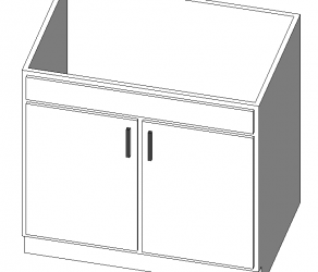 BIM资料|Revit族库-梳妆台柜-双门洗涤台.rfa-BIM建筑网