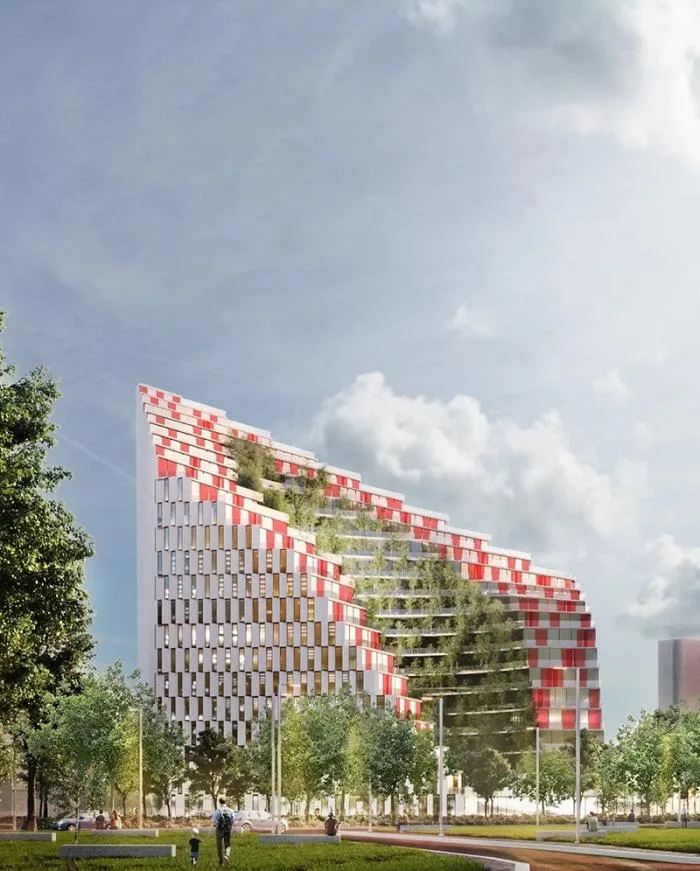 BIM建筑|绿植爬满“山峰”——阿尔巴尼亚Ekspozita大楼 / Mario Cucinella