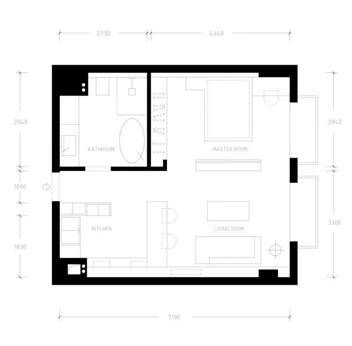 BIM建筑|46㎡北京旧房改造，90后单身女孩极简空间 / 无名创想联盟