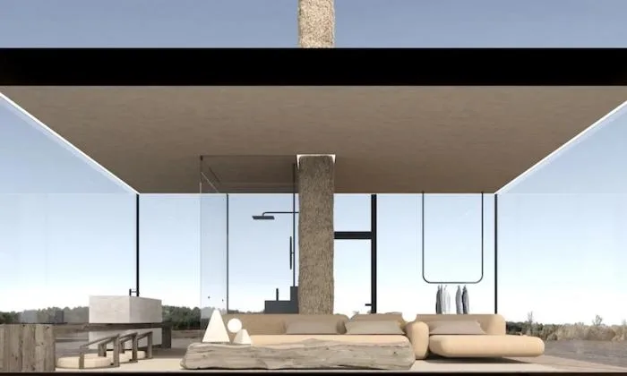 BIM建筑|矗立于悬崖绝壁上的极简玻璃小屋 / Yakusha Design