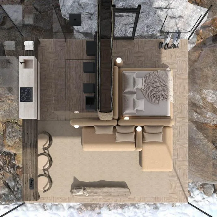BIM建筑|矗立于悬崖绝壁上的极简玻璃小屋 / Yakusha Design