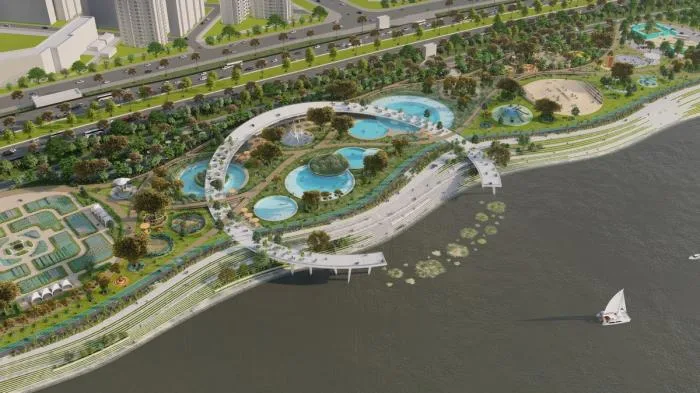 BIM建筑|河岸的“自然驿站”：蚕室区汉江市民公园天然游泳池 / 佰筑建筑+Carve