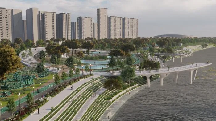 BIM建筑|河岸的“自然驿站”：蚕室区汉江市民公园天然游泳池 / 佰筑建筑+Carve