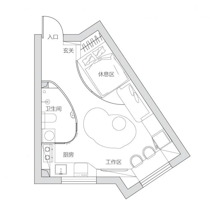 BIM建筑|「 微 居 」一种极小户型的空间释放 / 戏构建筑设计
