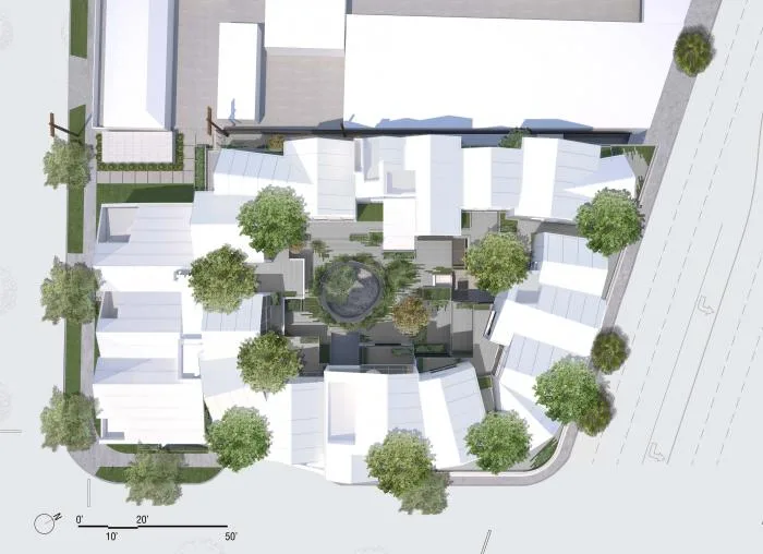 BIM建筑|MAD美国首个项目“比弗利山丘庭院”竣工，“山坡”上的小村庄