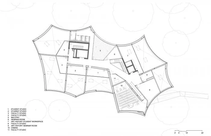 BIM建筑|轻盈飞动，绕古树而生，温特视觉艺术楼 / 斯蒂文·霍尔建筑事务所
