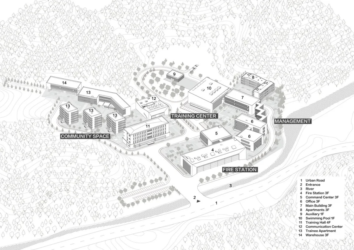 BIM建筑|黔南山地消防与应急救援训练中心 / 西线工作室