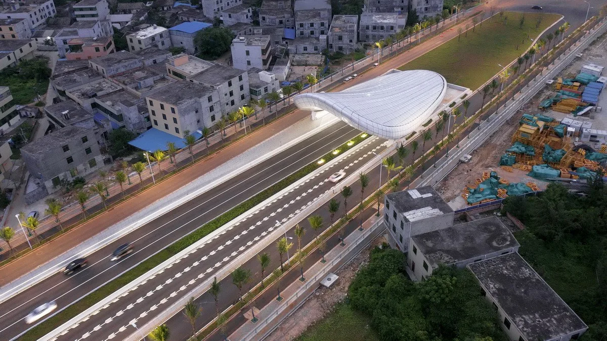 BIM建筑|海口文明东隧道光过渡设计：优雅纯洁的白色贝壳 / 槃达中国