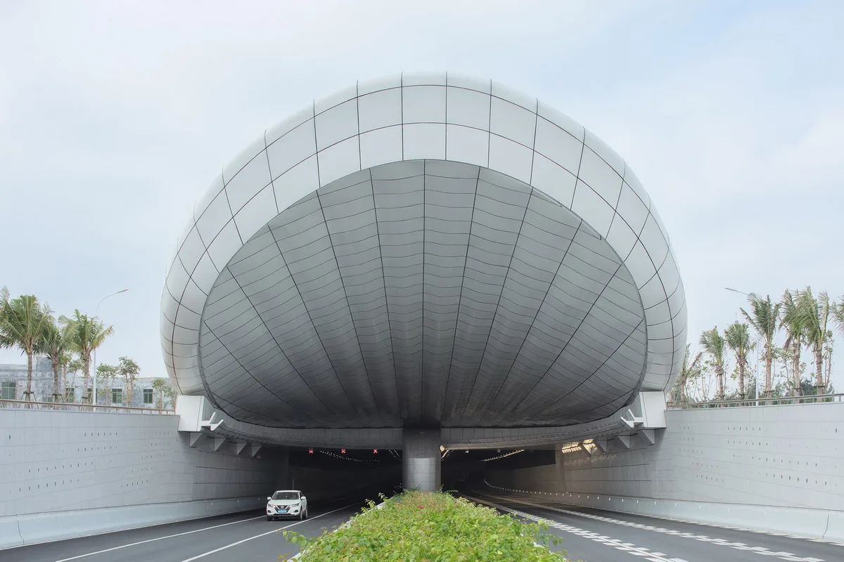 BIM建筑|海口文明东隧道光过渡设计：优雅纯洁的白色贝壳 / 槃达中国