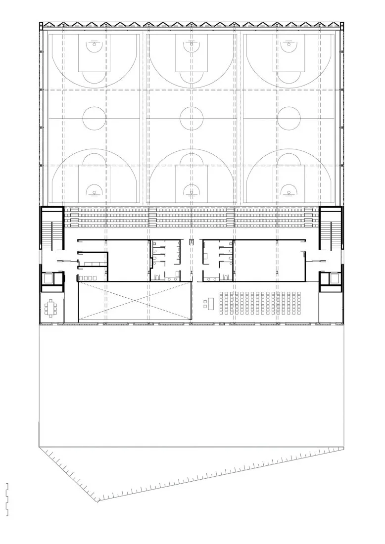 BIM建筑|红砖石外墙的半地下体育场 | CAMP DEL FERRO 体育中心
