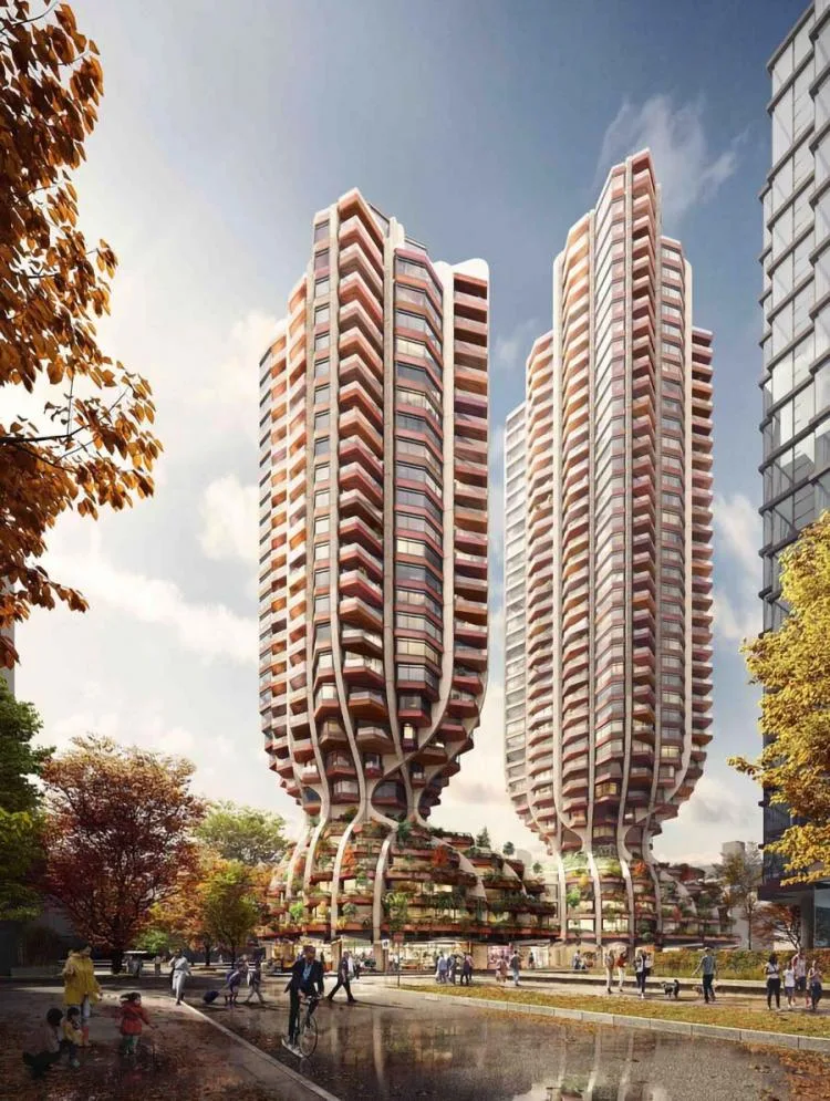 BIM建筑|Heatherwick公布“温哥华双子塔”方案，曲线扭转塔楼
