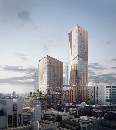 BIM建筑|3XN设计伦敦三角形表皮高层办公楼